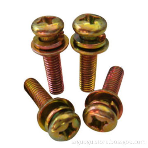 Combination screw, controlled by screw and spring washers, GB9074.8 zinc plat